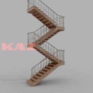Лестницы с ломаными косоурами П-образные с деревом Л - 351 