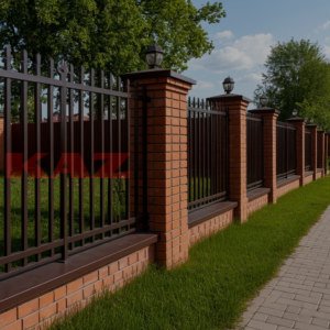 Забор с кирпичными колоннами ЗАБ - 27
